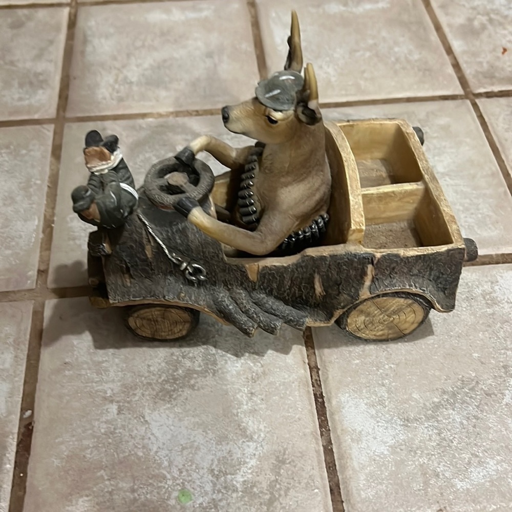 Ceramic Buck  Driving. Car Salt and Pepper Holder